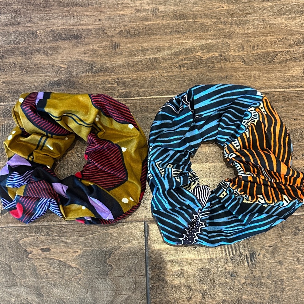 Colorful Patterned Hair Scrunchies Set